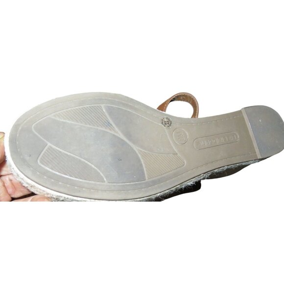 Liz Claiborne Brown Espadrille Leather Lazer Cut Platform Comfort Wedge Sandal 8 - Picture 10 of 11